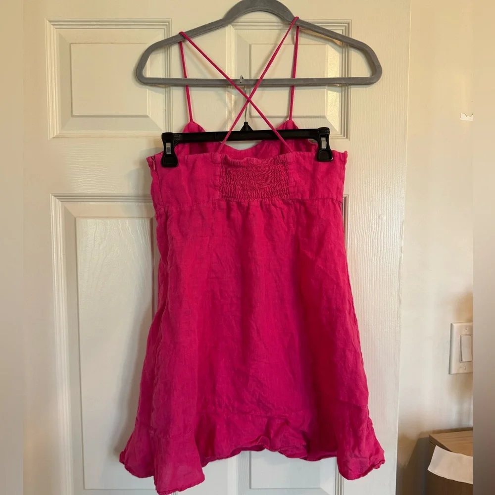 Pink linen Slip Dress - Picture 5 of 7